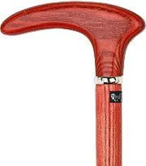 Scratch & Dent Fiesta Red Cosmopolitan Handle Walking Cane With Ash Wood Shaft and Silver Collar V1459