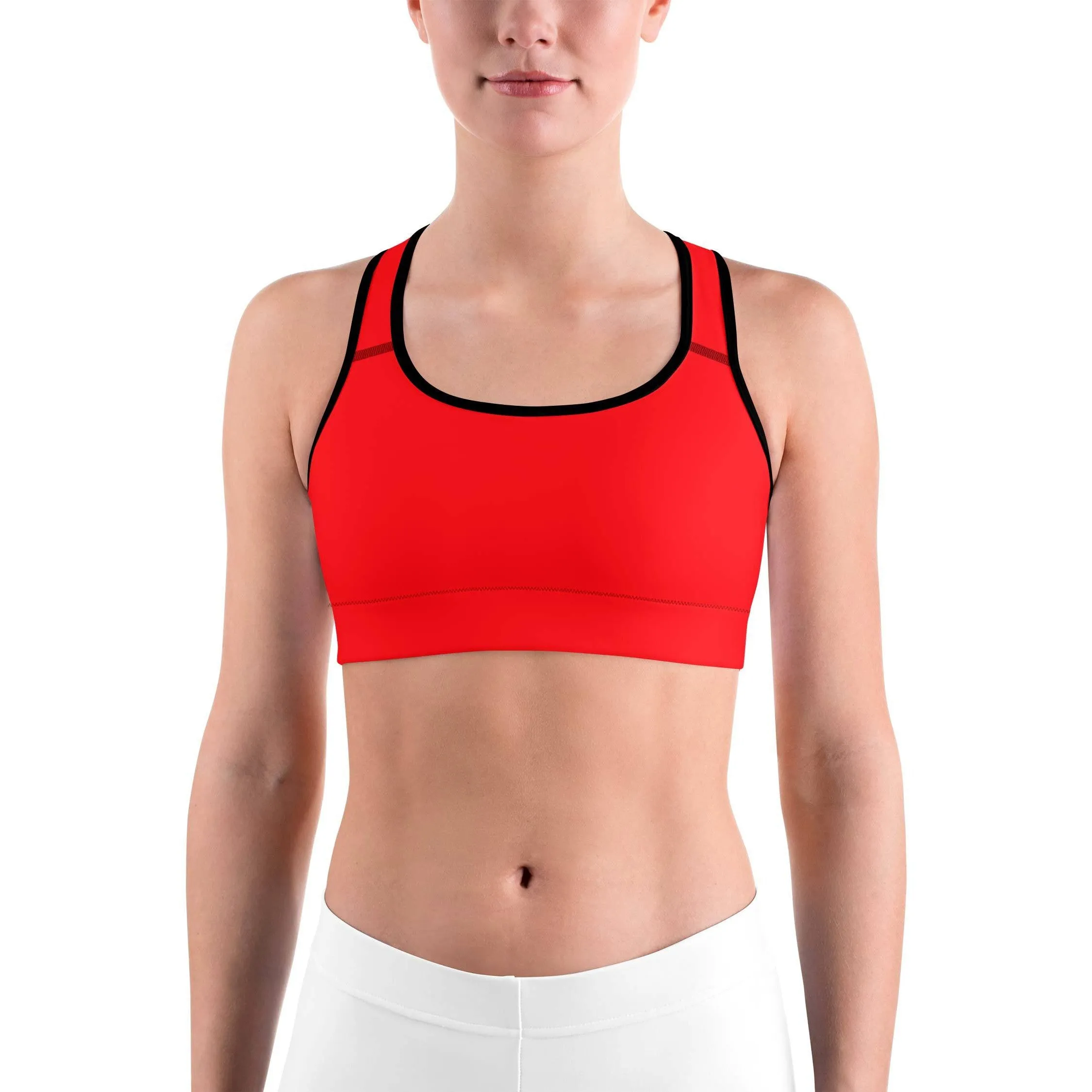 Solid Hot Red Sports Bra