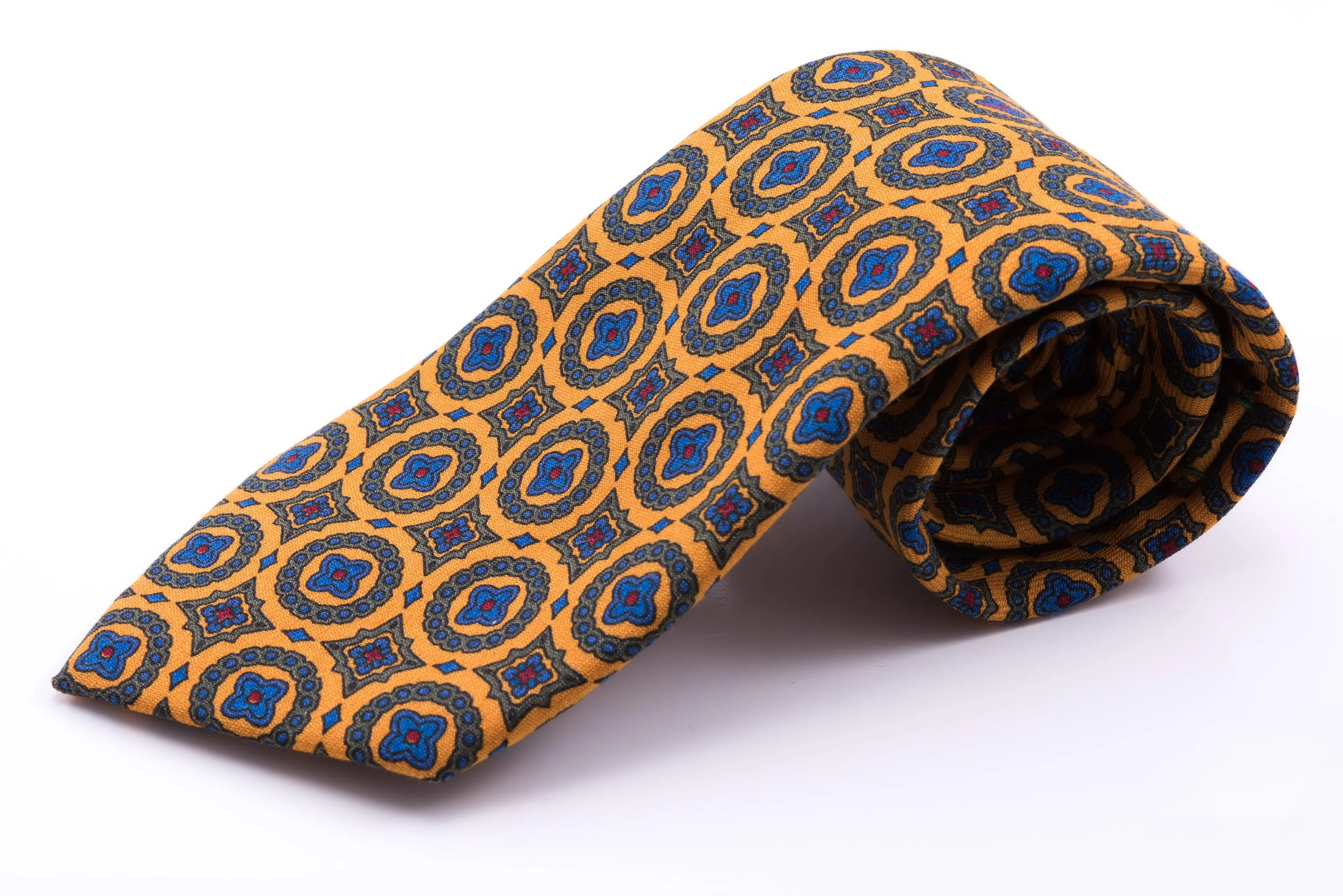 Sunflower Yellow Patterned Wool Challis Tie