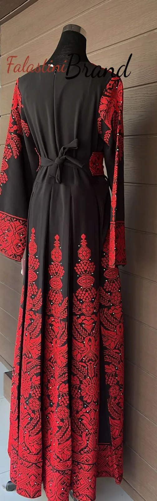 Super Elegant Black Cloche Dress with Red  Embroidery