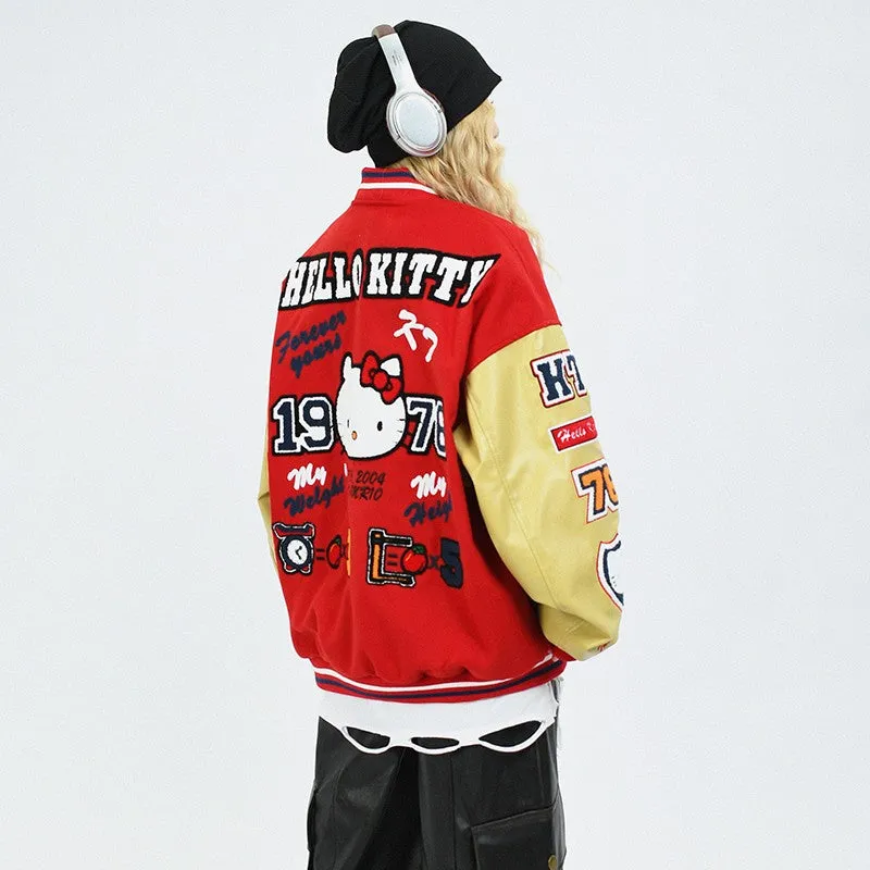 Unisex embroidery stitching baseball jacket men and women jacket