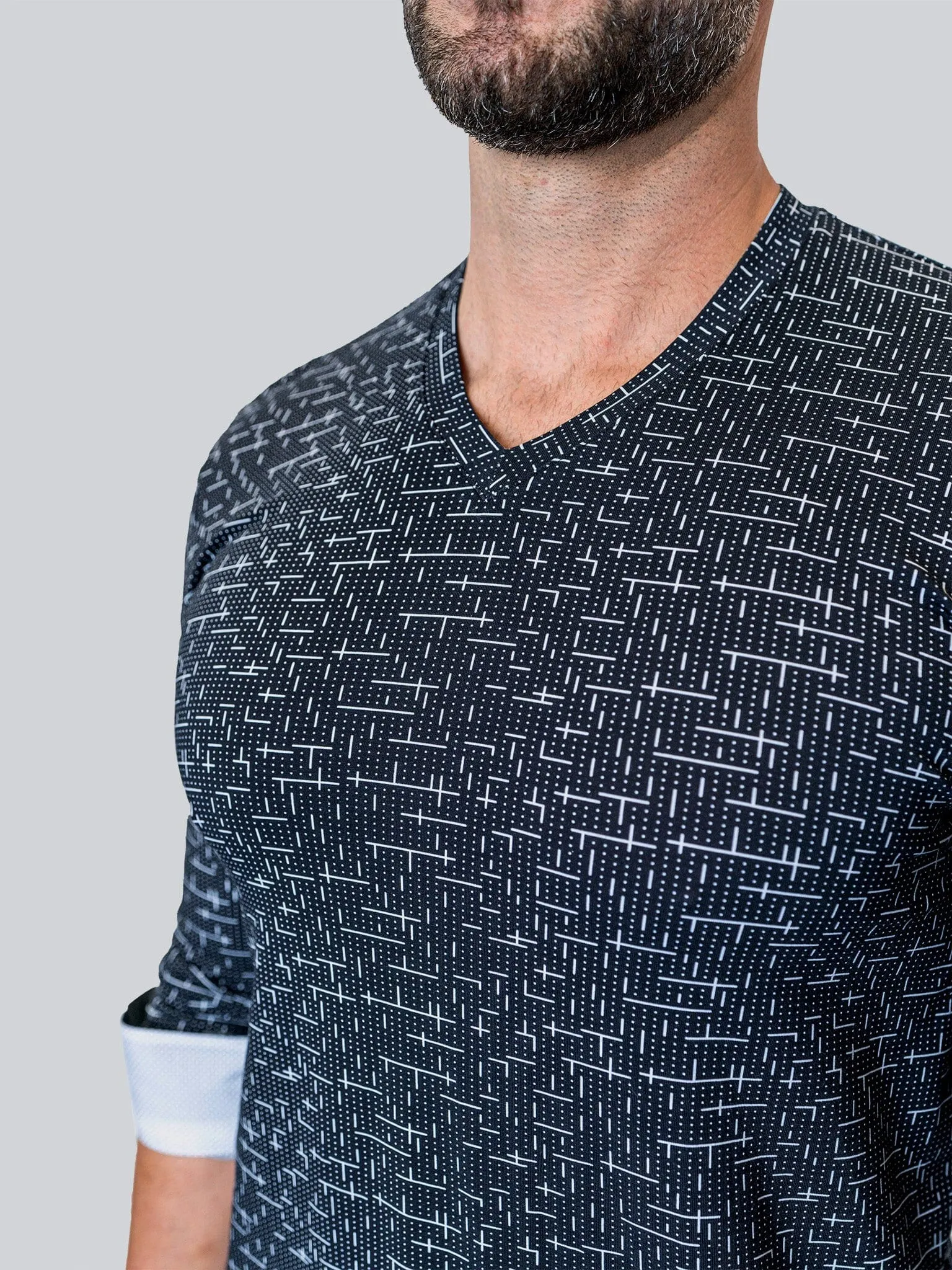 V Neck Tetris Black White