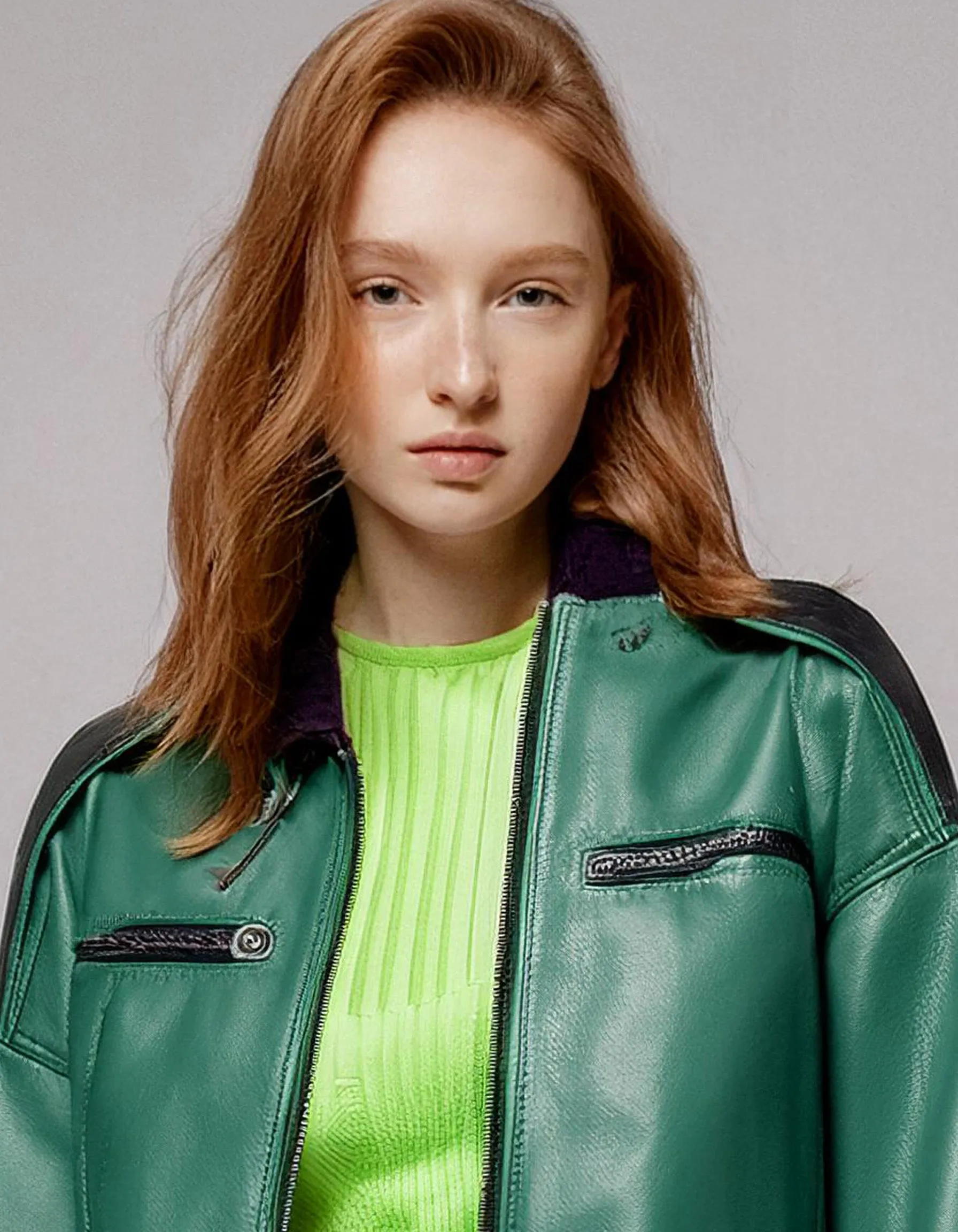 Vibrant Green Leather Jacket