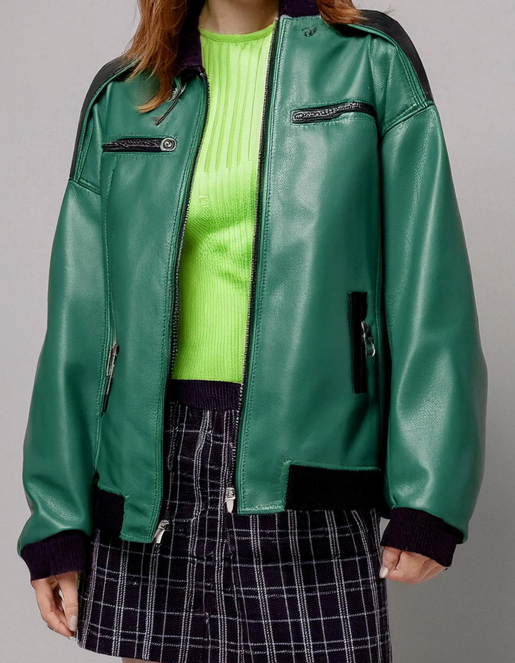 Vibrant Green Leather Jacket