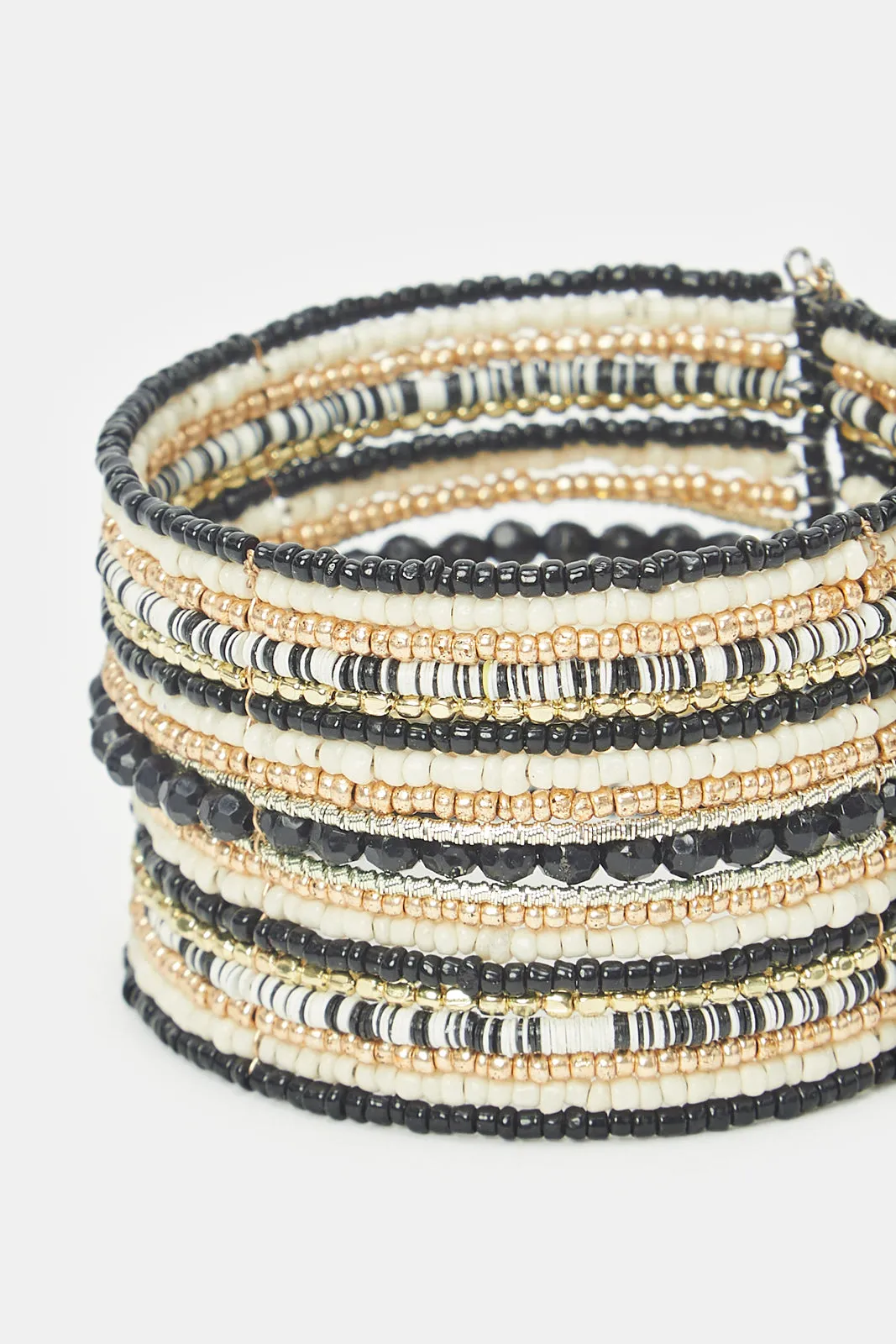 Women Gold And Black Embellished Cuff