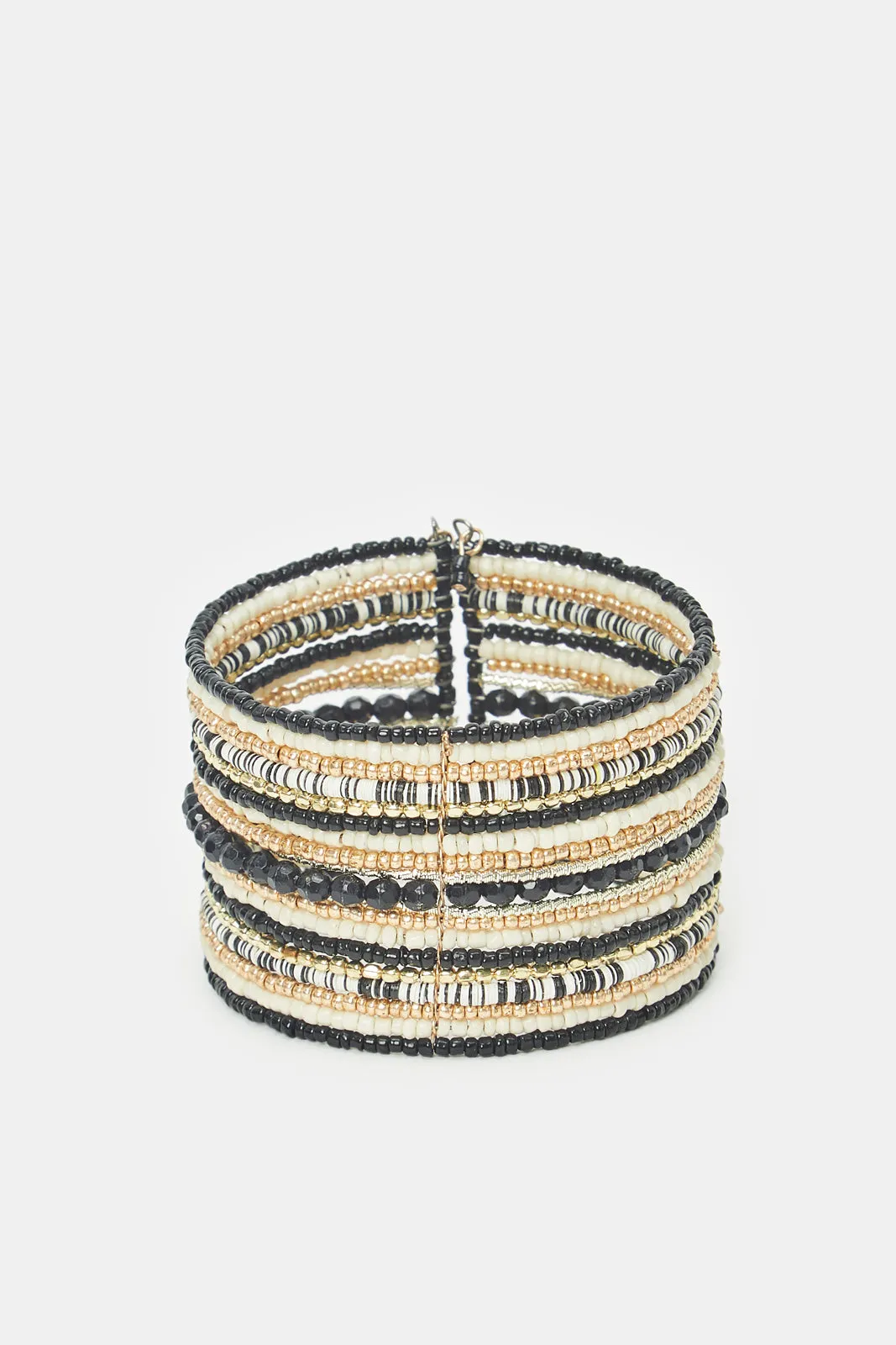 Women Gold And Black Embellished Cuff