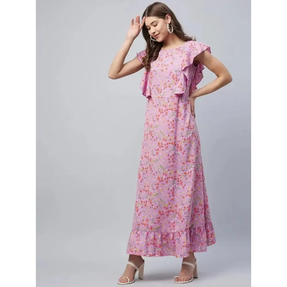 Women Stylish Polyester Maxi Dress