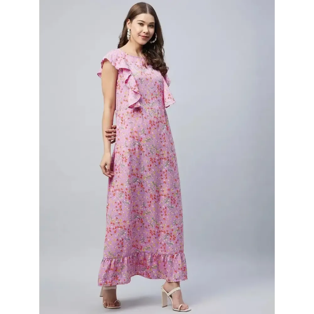 Women Stylish Polyester Maxi Dress