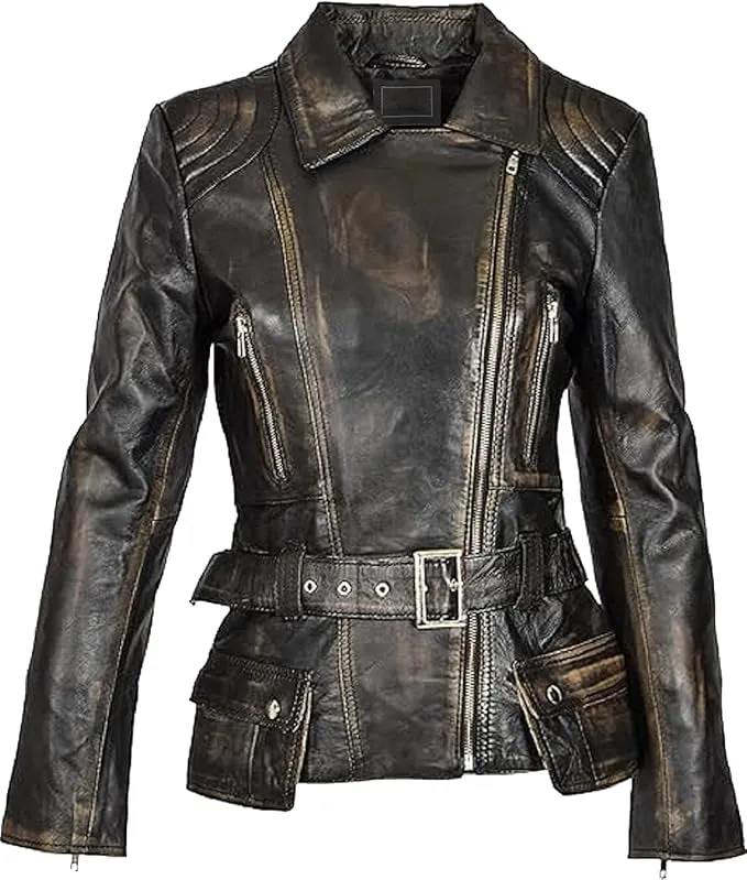 Women's Vintage Chic Collection Distressed Leather Jackets WD04