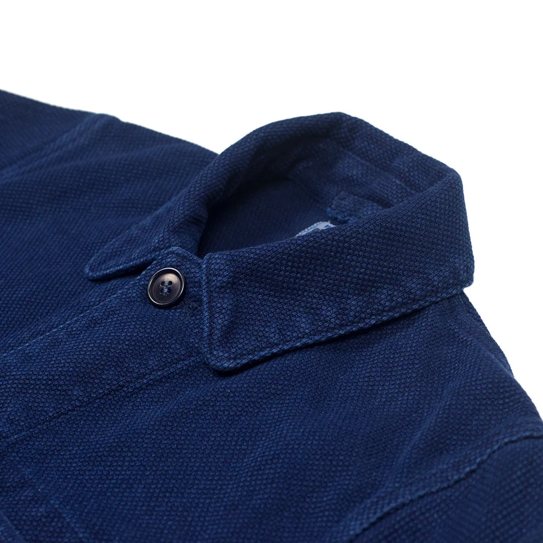 Yarn dyed indigo "sashiko" washed coverall jacket